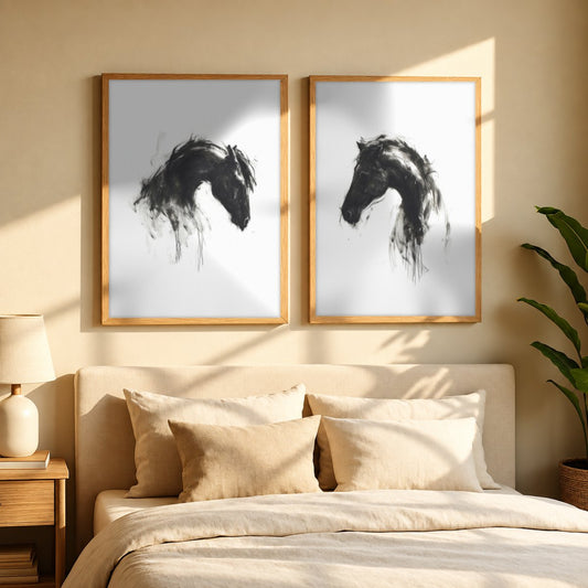 Set x2 Cuadros Decorativos Caballos, Amantes de los Caballos XIX