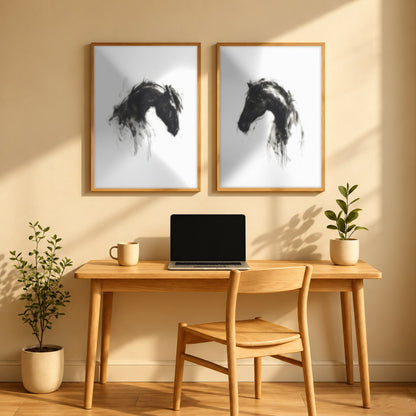 Set x2 Cuadros Decorativos Caballos, Amantes de los Caballos XIX