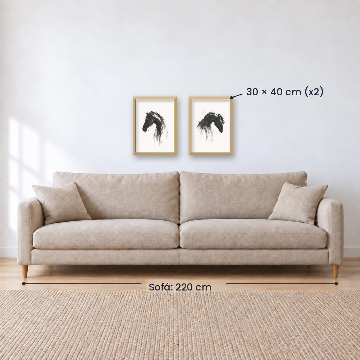 Set x2 Cuadros Decorativos Caballos, Amantes de los Caballos XIX