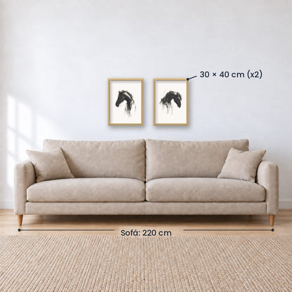 Set x2 Cuadros Decorativos Caballos, Amantes de los Caballos XIX