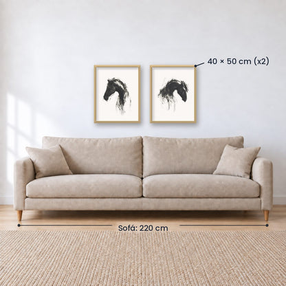 Set x2 Cuadros Decorativos Caballos, Amantes de los Caballos XIX