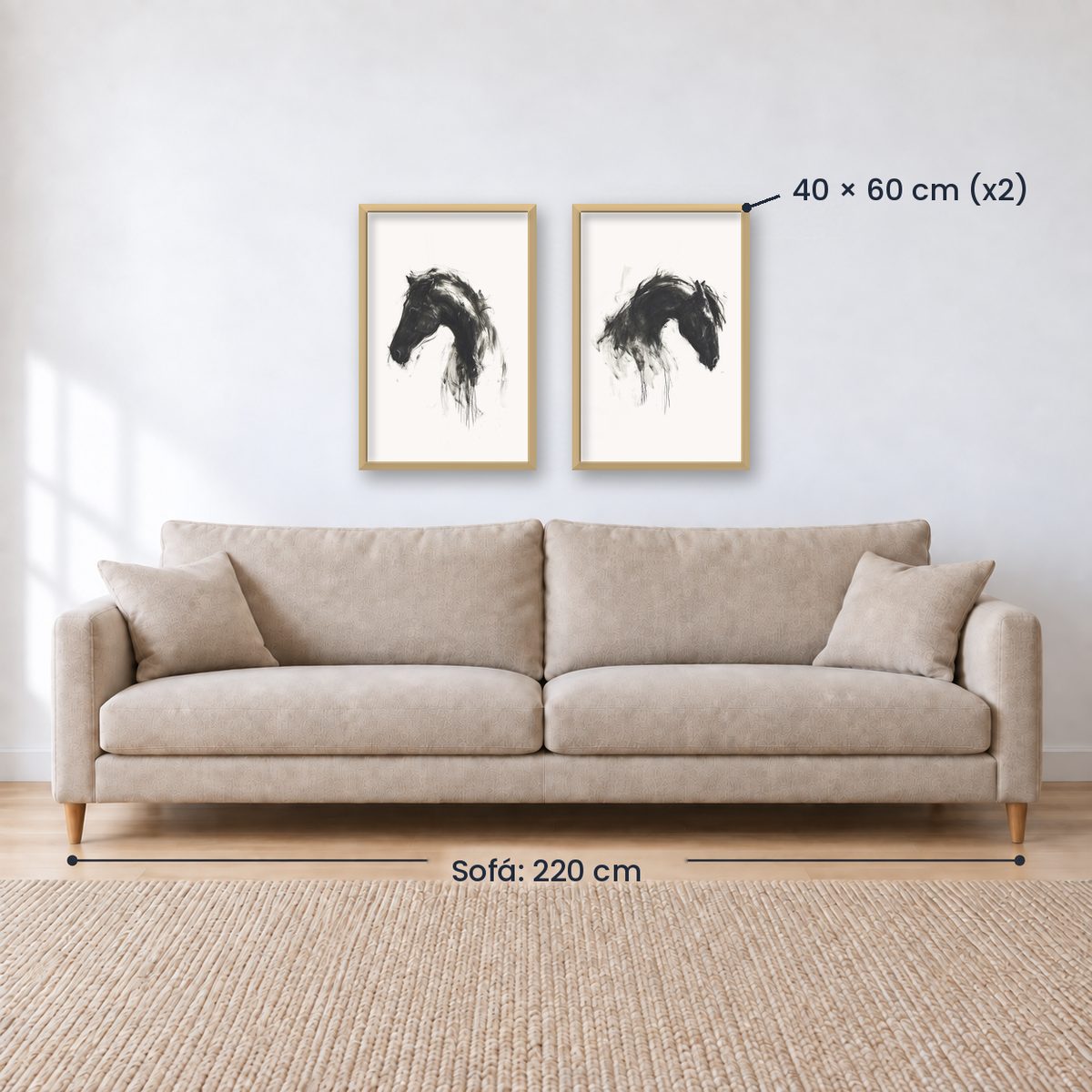 Set x2 Cuadros Decorativos Caballos, Amantes de los Caballos XIX