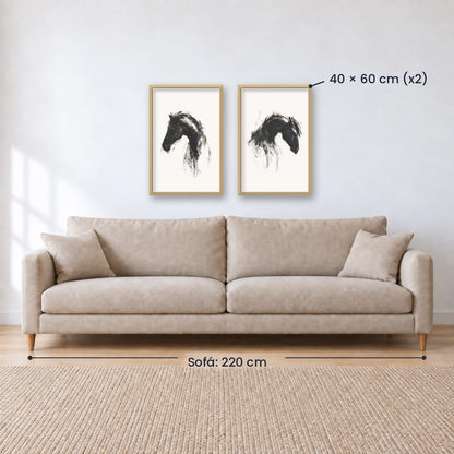 Set x2 Cuadros Decorativos Caballos, Amantes de los Caballos XIX