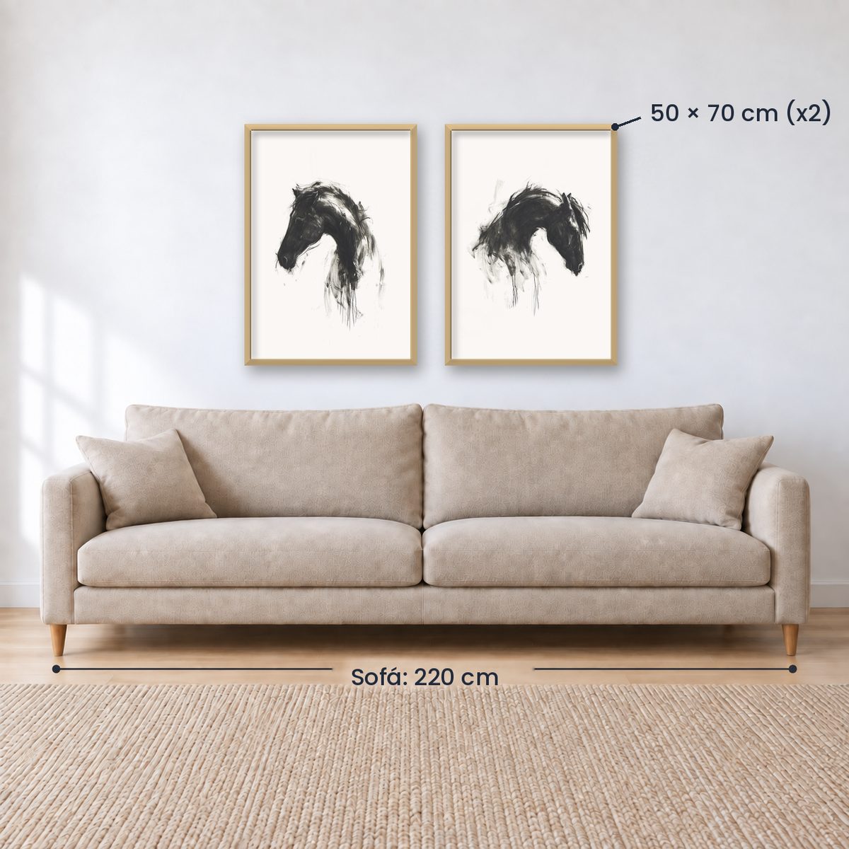 Set x2 Cuadros Decorativos Caballos, Amantes de los Caballos XIX
