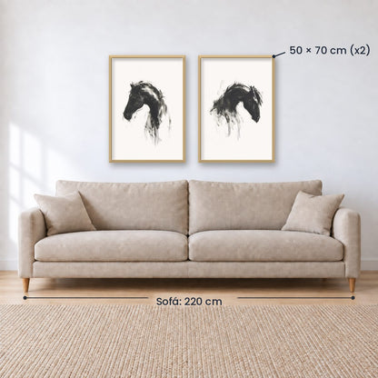 Set x2 Cuadros Decorativos Caballos, Amantes de los Caballos XIX