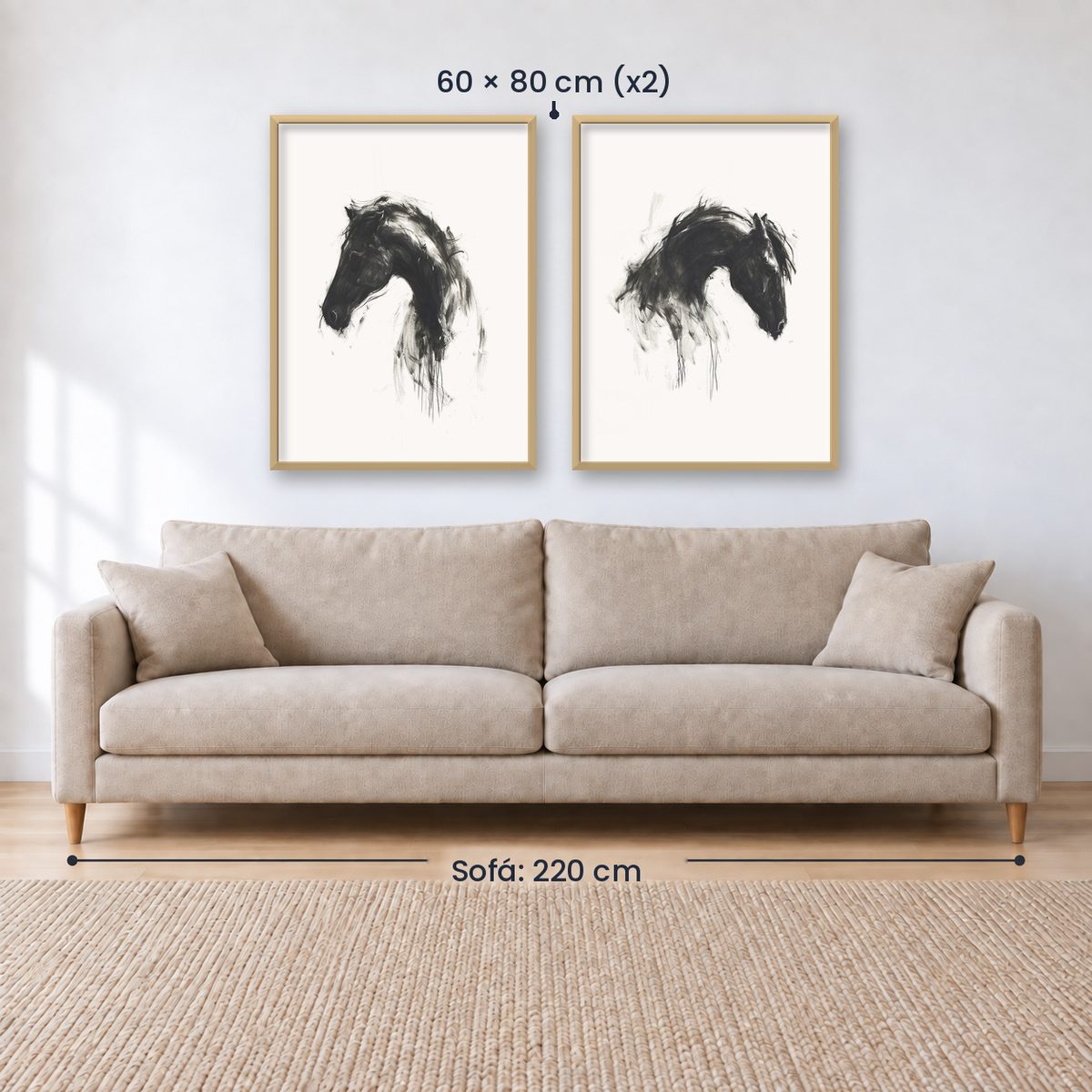Set x2 Cuadros Decorativos Caballos, Amantes de los Caballos XIX