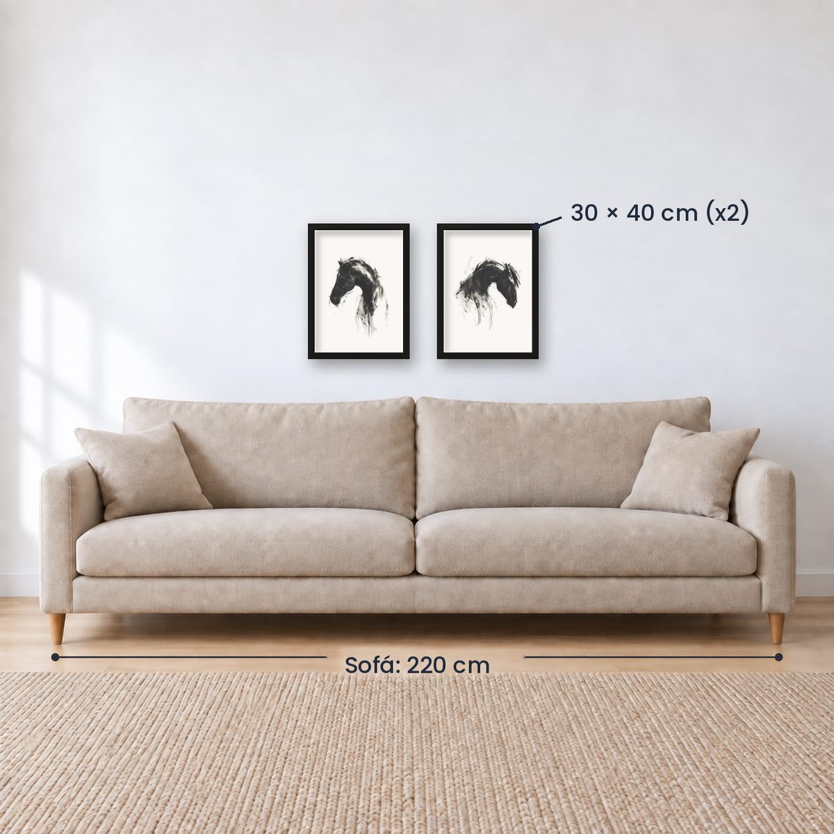 Set x2 Cuadros Decorativos Caballos, Amantes de los Caballos XIX
