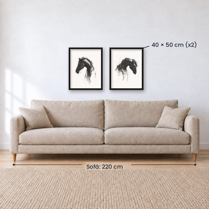 Set x2 Cuadros Decorativos Caballos, Amantes de los Caballos XIX