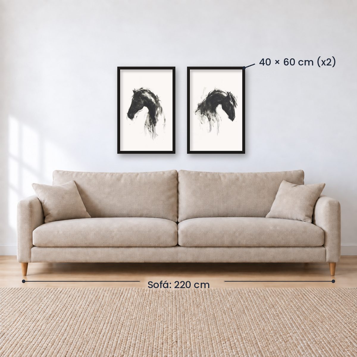 Set x2 Cuadros Decorativos Caballos, Amantes de los Caballos XIX