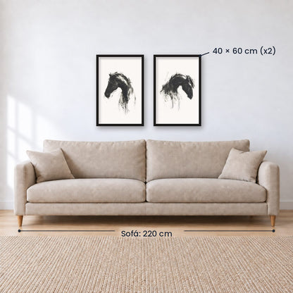 Set x2 Cuadros Decorativos Caballos, Amantes de los Caballos XIX