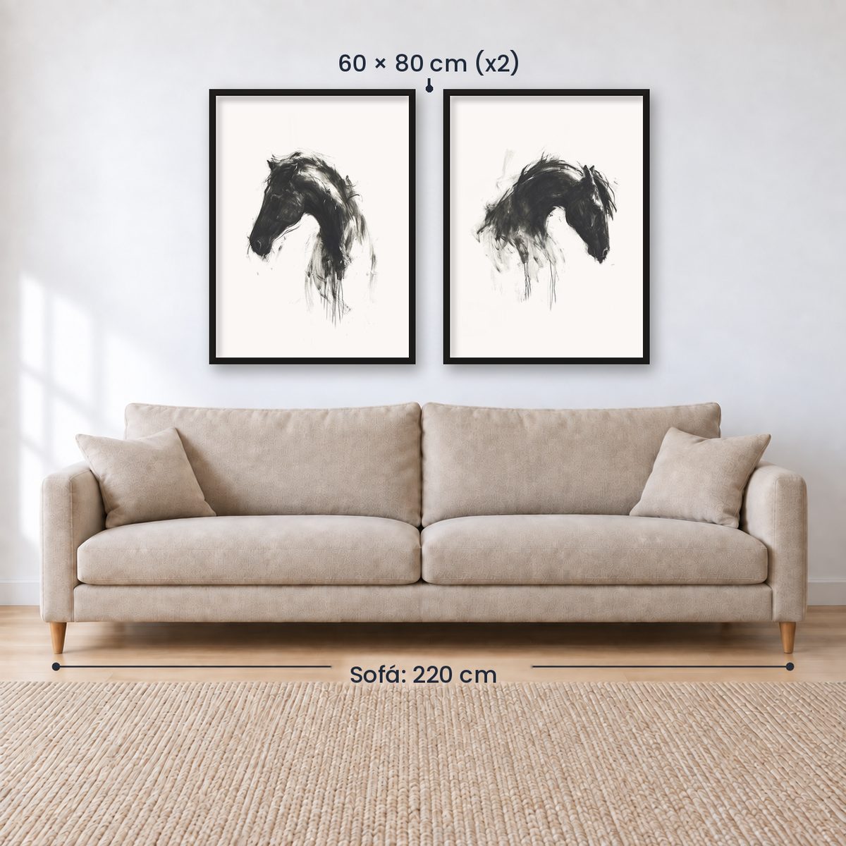 Set x2 Cuadros Decorativos Caballos, Amantes de los Caballos XIX