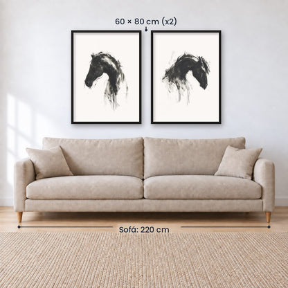 Set x2 Cuadros Decorativos Caballos, Amantes de los Caballos XIX