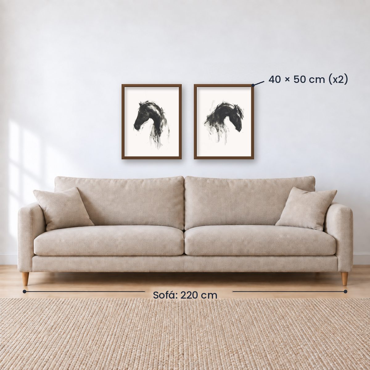 Set x2 Cuadros Decorativos Caballos, Amantes de los Caballos XIX