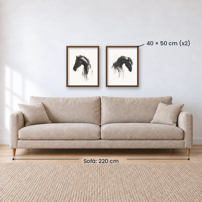 Set x2 Cuadros Decorativos Caballos, Amantes de los Caballos XIX