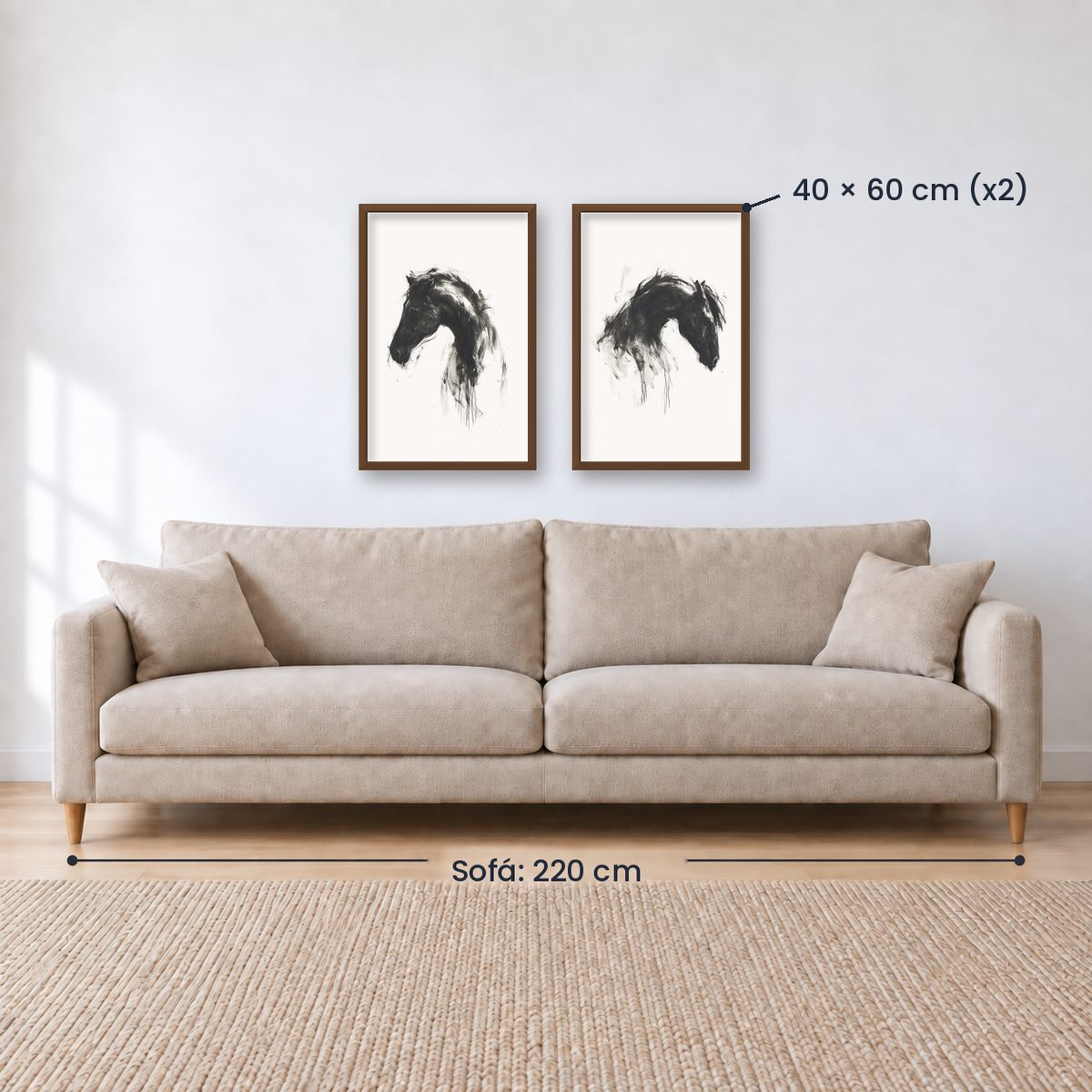 Set x2 Cuadros Decorativos Caballos, Amantes de los Caballos XIX