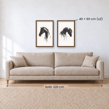 Set x2 Cuadros Decorativos Caballos, Amantes de los Caballos XIX
