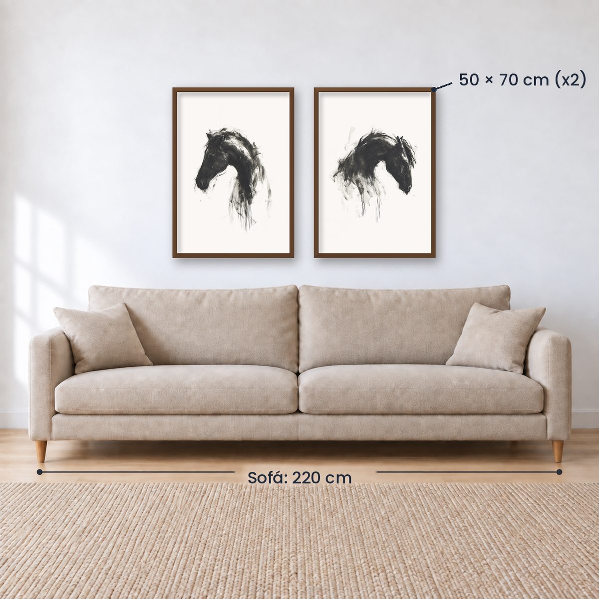 Set x2 Cuadros Decorativos Caballos, Amantes de los Caballos XIX