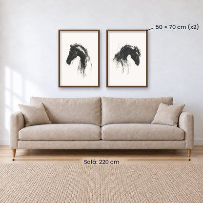 Set x2 Cuadros Decorativos Caballos, Amantes de los Caballos XIX