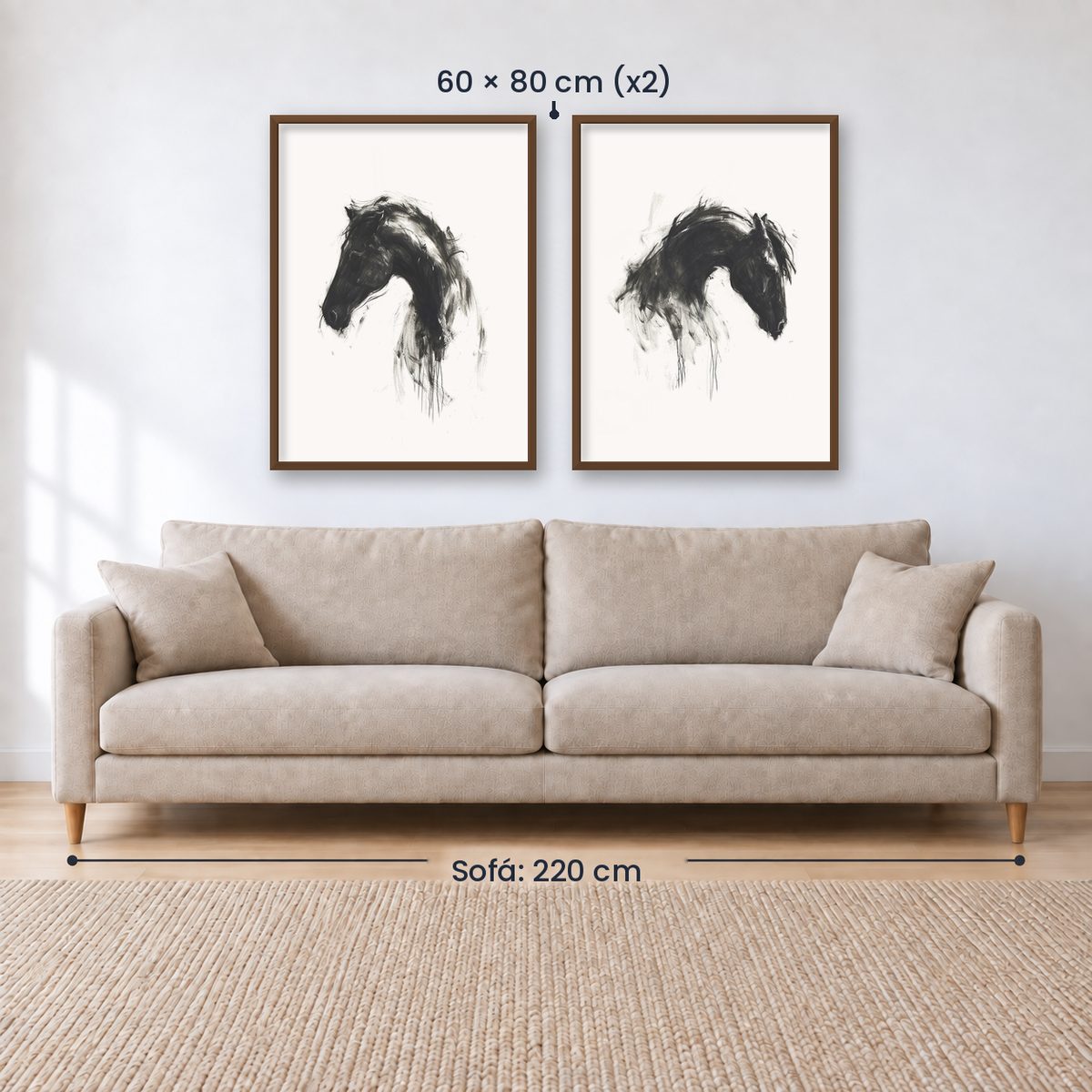Set x2 Cuadros Decorativos Caballos, Amantes de los Caballos XIX
