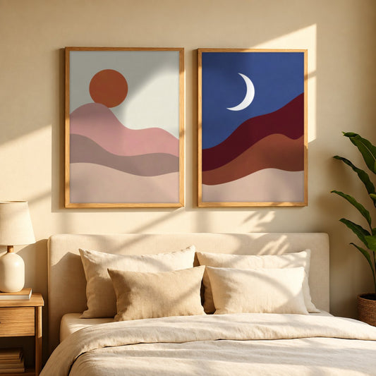Set x2 Cuadros Decorativos, Día y Noche