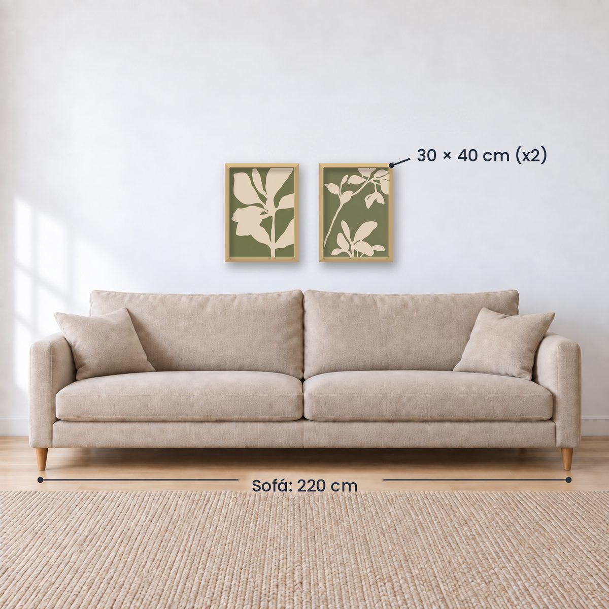 Set x2 Cuadros Diseños Botánico Flores Verde Salvia