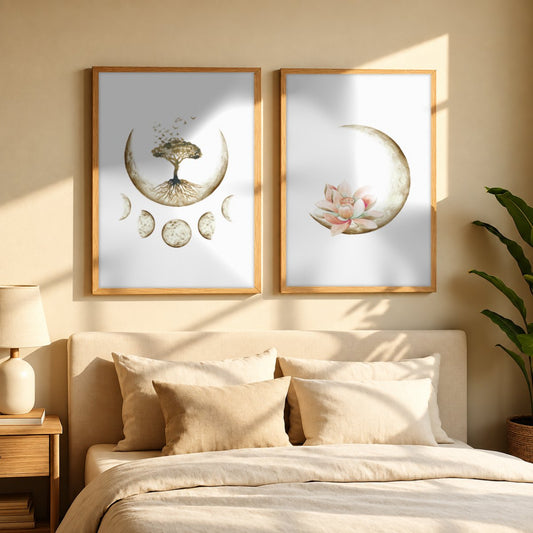 Set x2 Cuadros Decorativos Flor de Loto, Árbol De La Vida