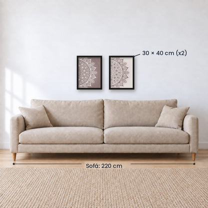 Set x2 Cuadros Decorativos Mándala, Gris y Blanco