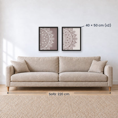 Set x2 Cuadros Decorativos Mándala, Gris y Blanco