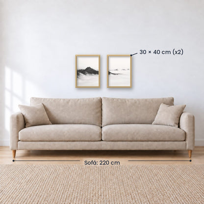 Set x2 Cuadros Decorativos Montañas, Blanco y Negro