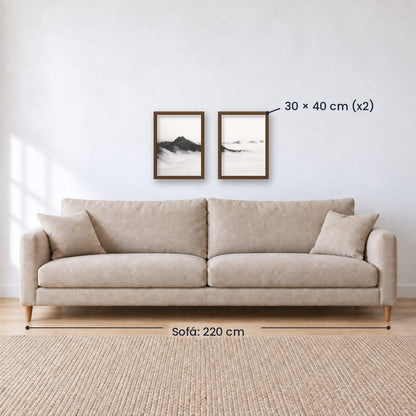 Set x2 Cuadros Decorativos Montañas, Blanco y Negro