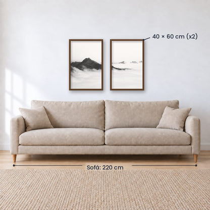 Set x2 Cuadros Decorativos Montañas, Blanco y Negro