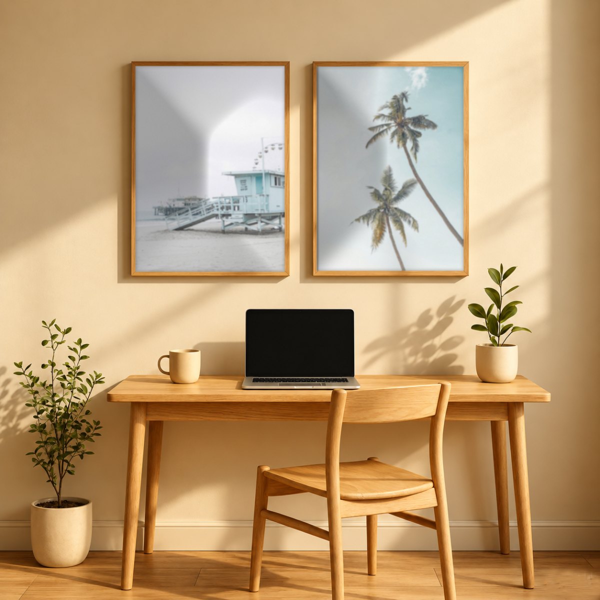 Set x2 Cuadros Decorativos , Palmera , Salvavidas