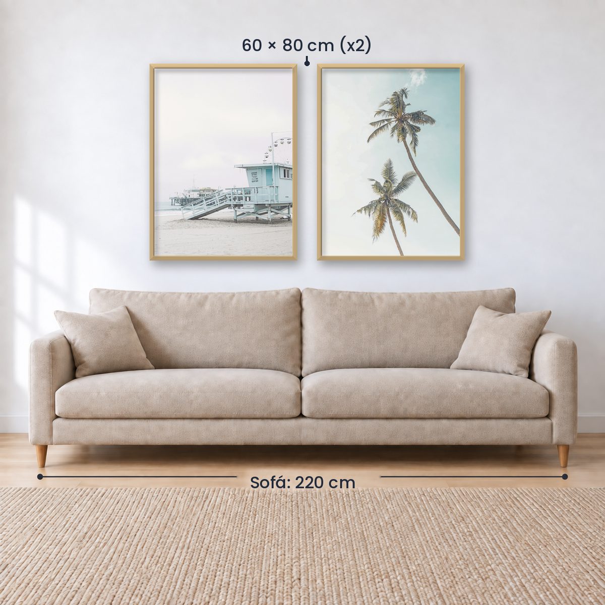 Set x2 Cuadros Decorativos , Palmera , Salvavidas