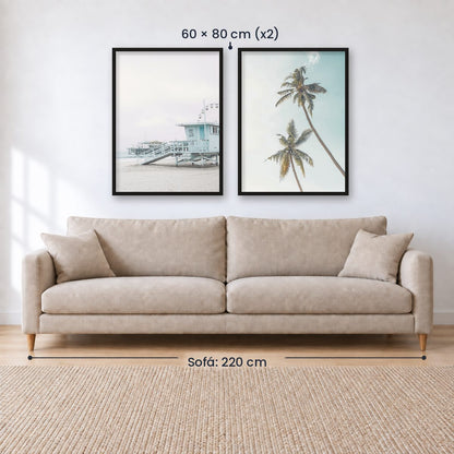 Set x2 Cuadros Decorativos , Palmera , Salvavidas