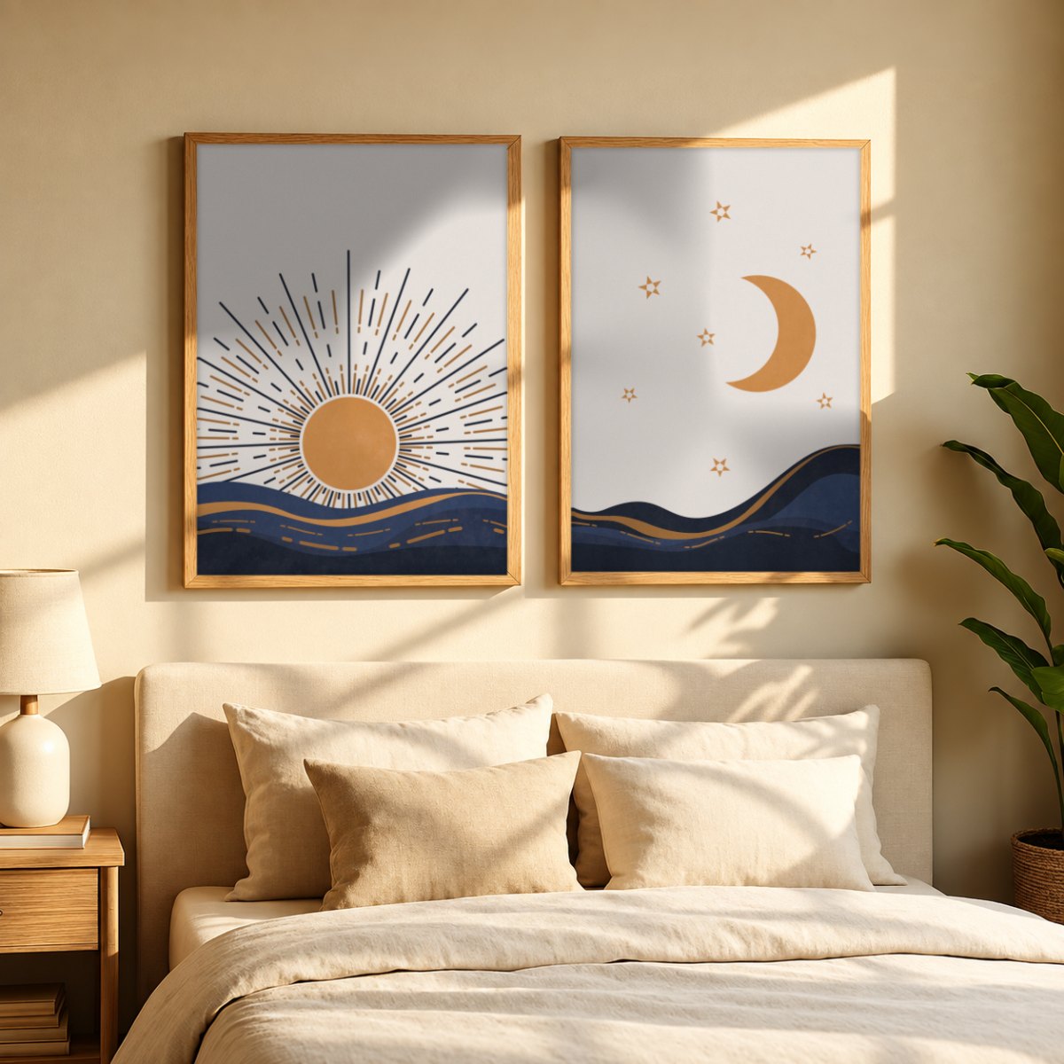Set x2 Cuadros Decorativos , Sol y Luna III