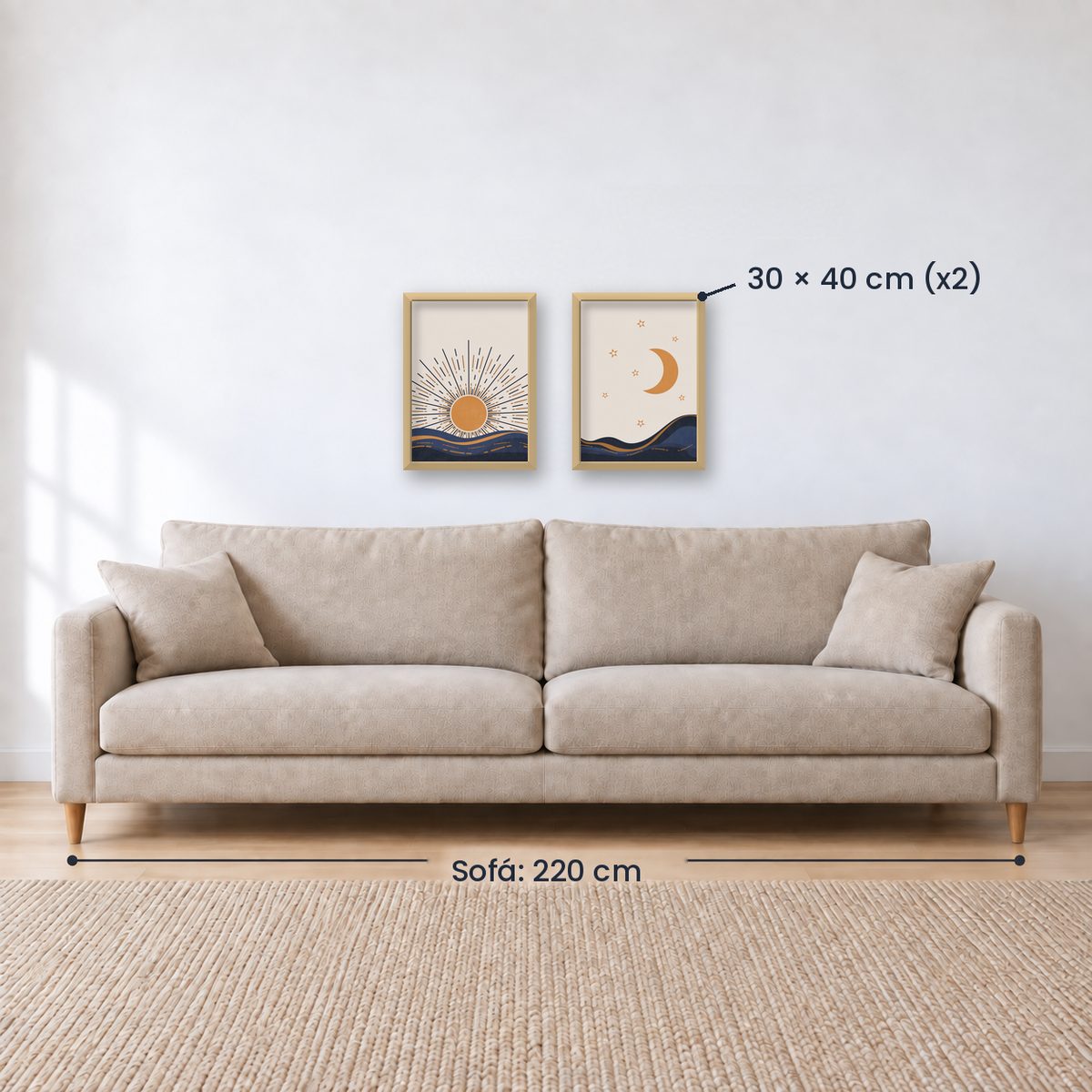 Set x2 Cuadros Decorativos , Sol y Luna III