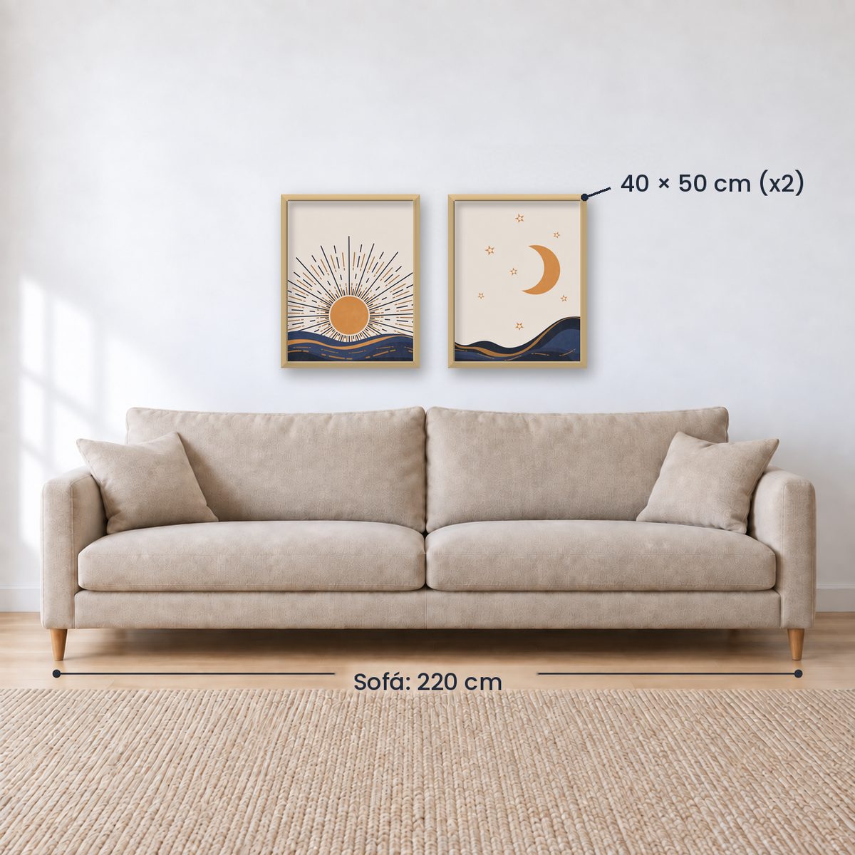 Set x2 Cuadros Decorativos , Sol y Luna III
