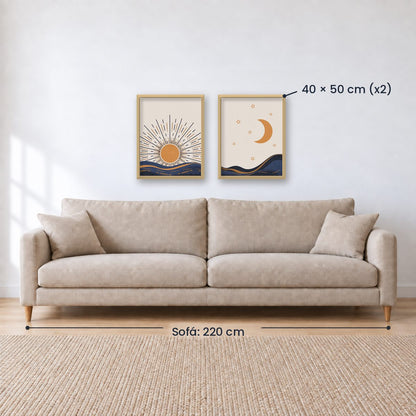 Set x2 Cuadros Decorativos , Sol y Luna III