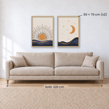 Set x2 Cuadros Decorativos , Sol y Luna III