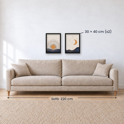 Set x2 Cuadros Decorativos , Sol y Luna III
