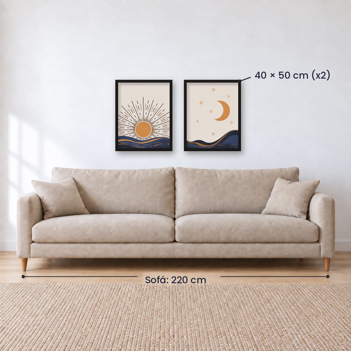 Set x2 Cuadros Decorativos , Sol y Luna III