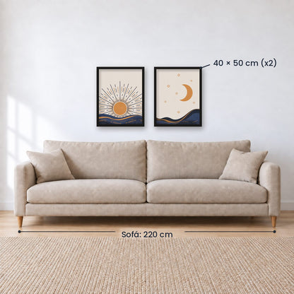 Set x2 Cuadros Decorativos , Sol y Luna III