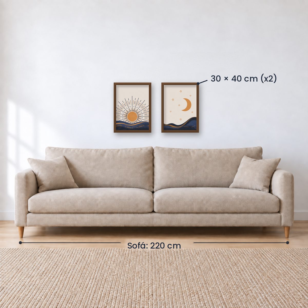 Set x2 Cuadros Decorativos , Sol y Luna III