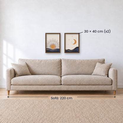 Set x2 Cuadros Decorativos , Sol y Luna III