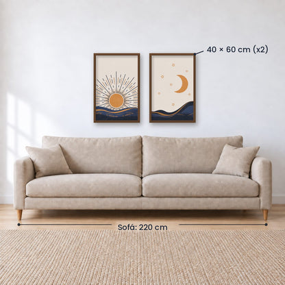 Set x2 Cuadros Decorativos , Sol y Luna III