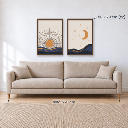 Set x2 Cuadros Decorativos , Sol y Luna III
