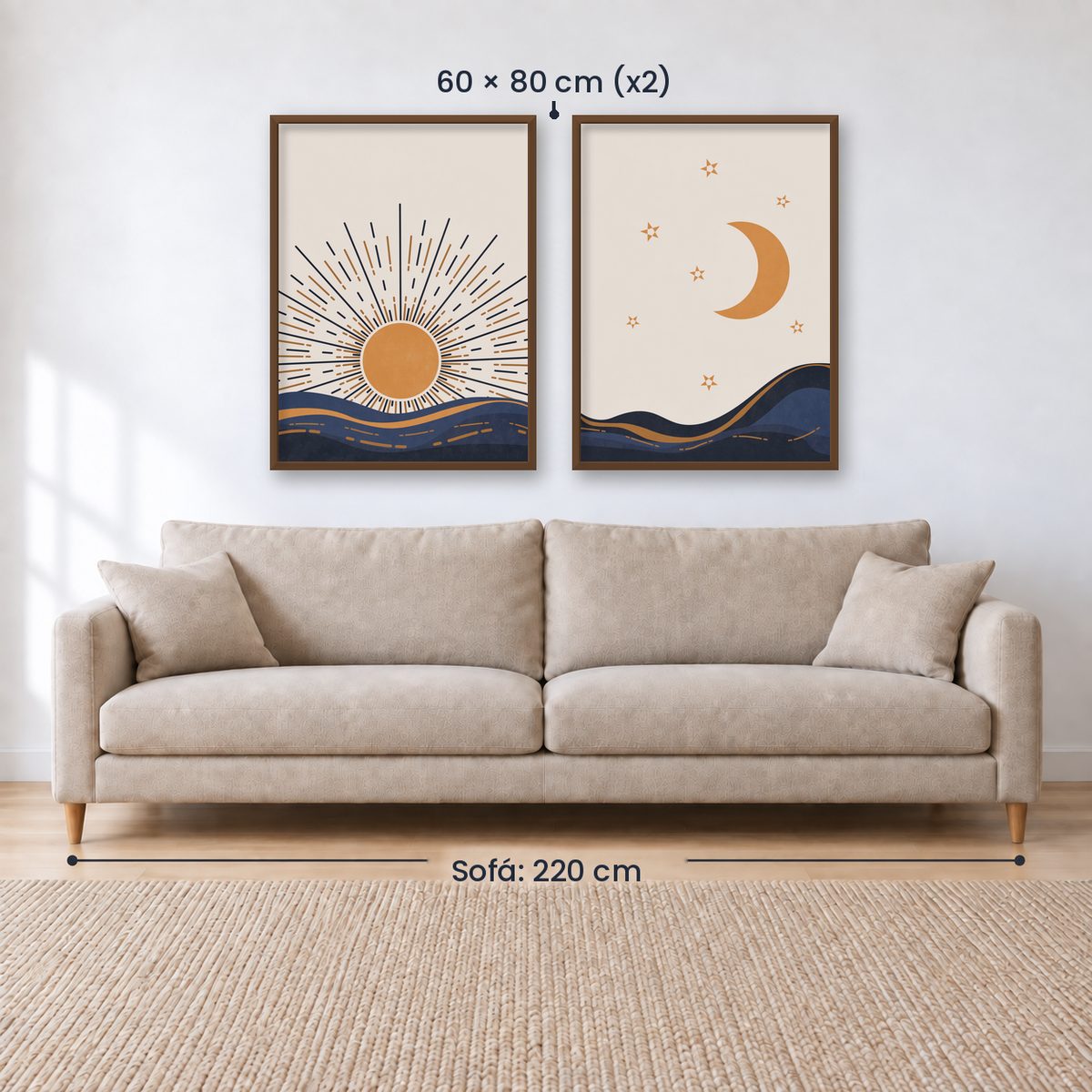 Set x2 Cuadros Decorativos , Sol y Luna III