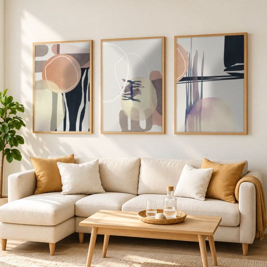 Set x3 Cuadros Decorativos Abstracto, Circular
