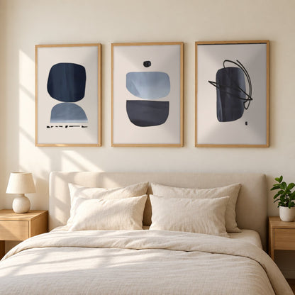 Set x3 Cuadros Decorativos Abstracto, Circulos azules