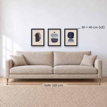 Set x3 Cuadros Decorativos Abstracto, Circulos azules